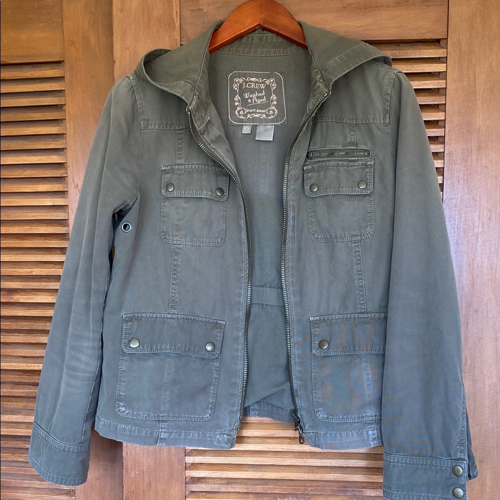 J. Crew Olive Green Hooded Jacket
